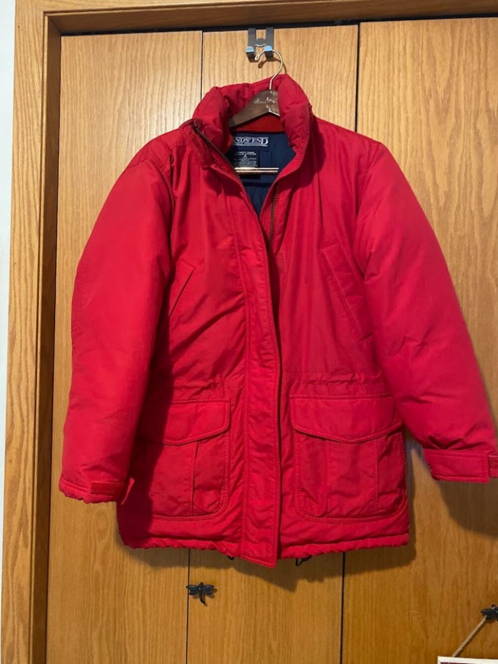 Lands' End Red Goose Down Parka Women Size Small - read description